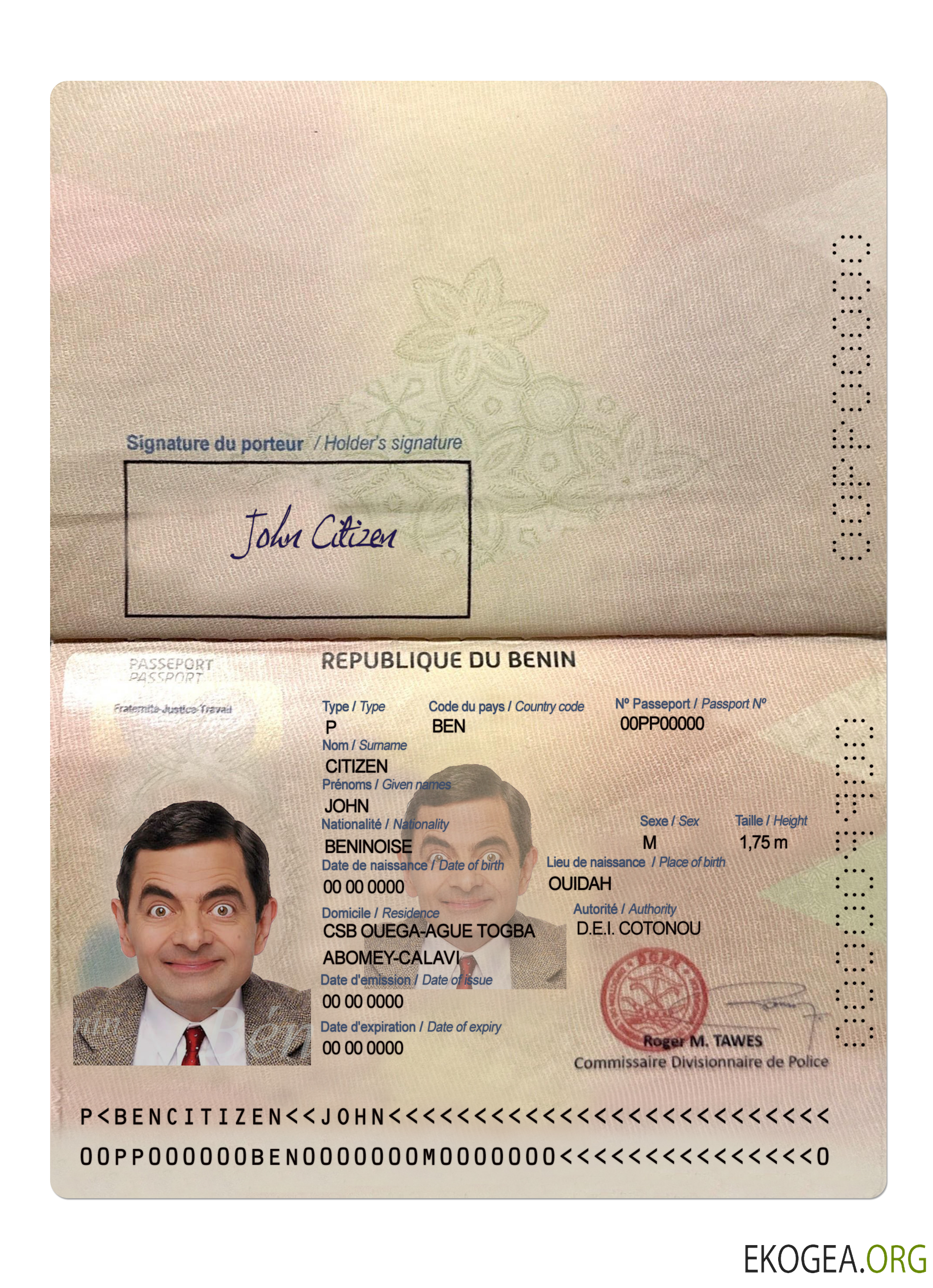 Passeport béninois 2022 présent